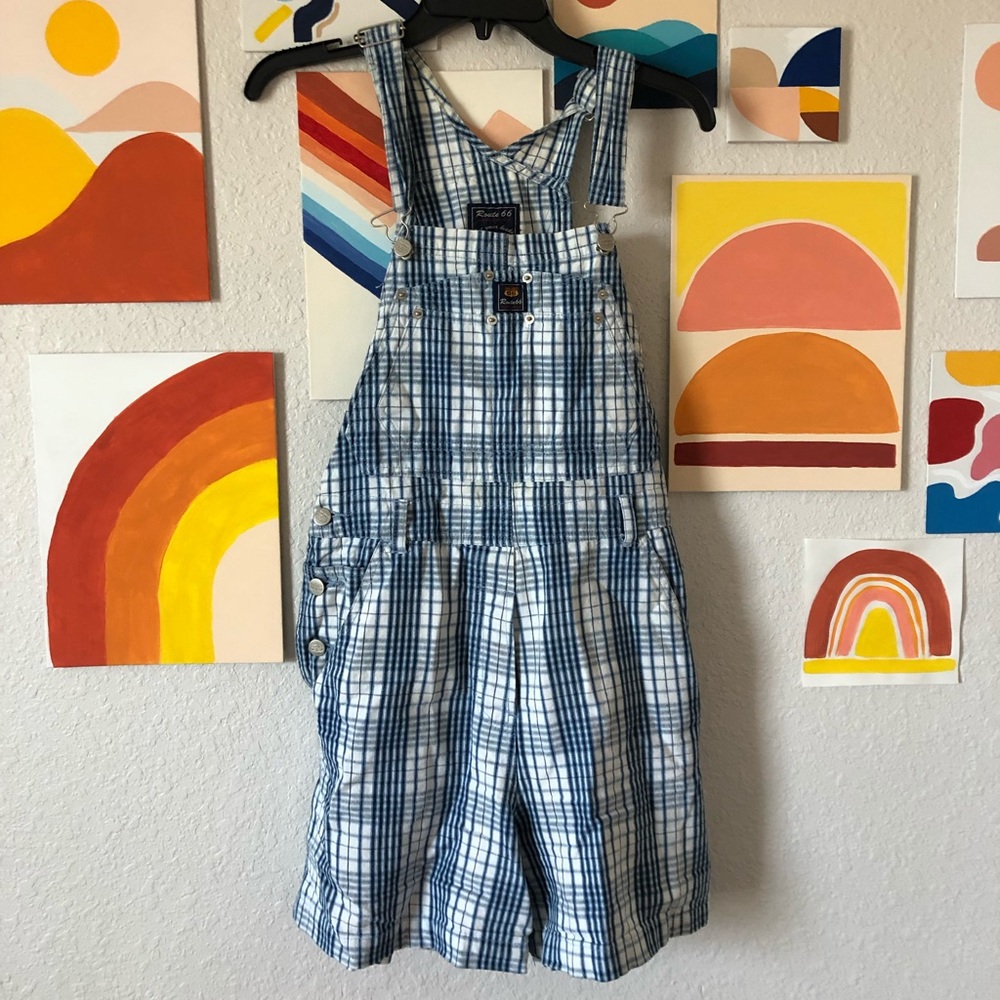 vintage plaid shortalls/overalls